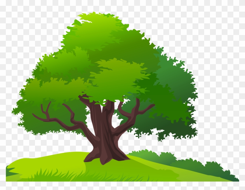 Clip Art Of Tree With Grass Clipart Pencil And In Color - Tree Clip Art #240546