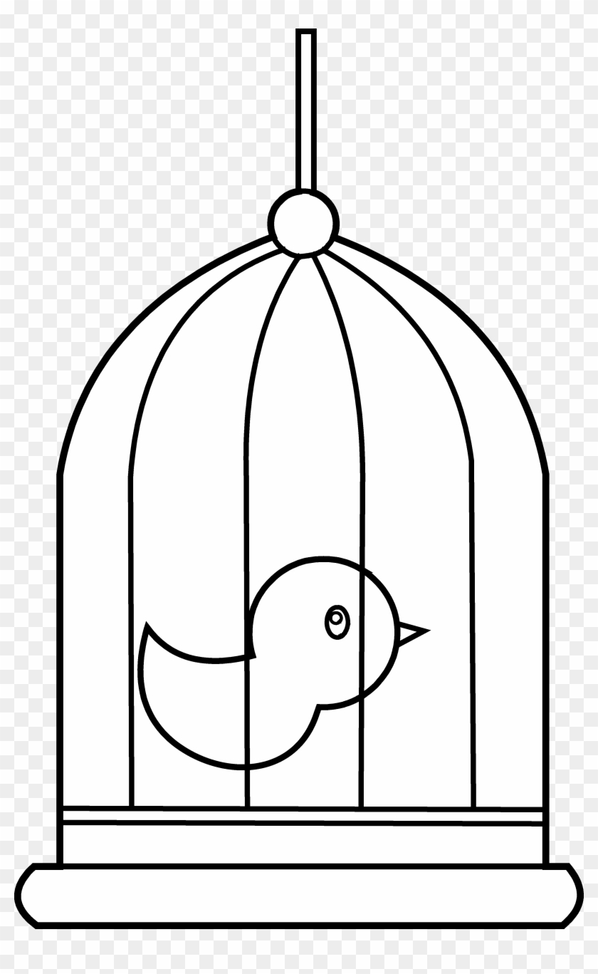 Bird In Cage Coloring Page Free Clip Art - Bird In Cage Clip Art #240831