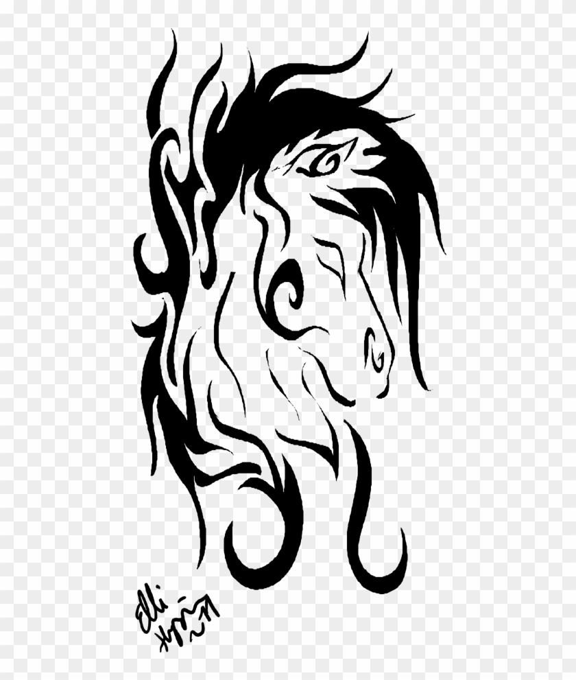Horse Tribal Tattoo By Greeneco94 On Clipart Library - Art #241062