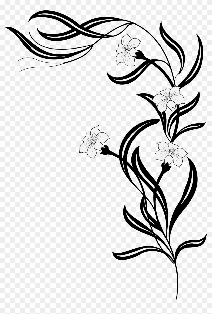 Big Image - Flower Vine Clipart Black And White #241072