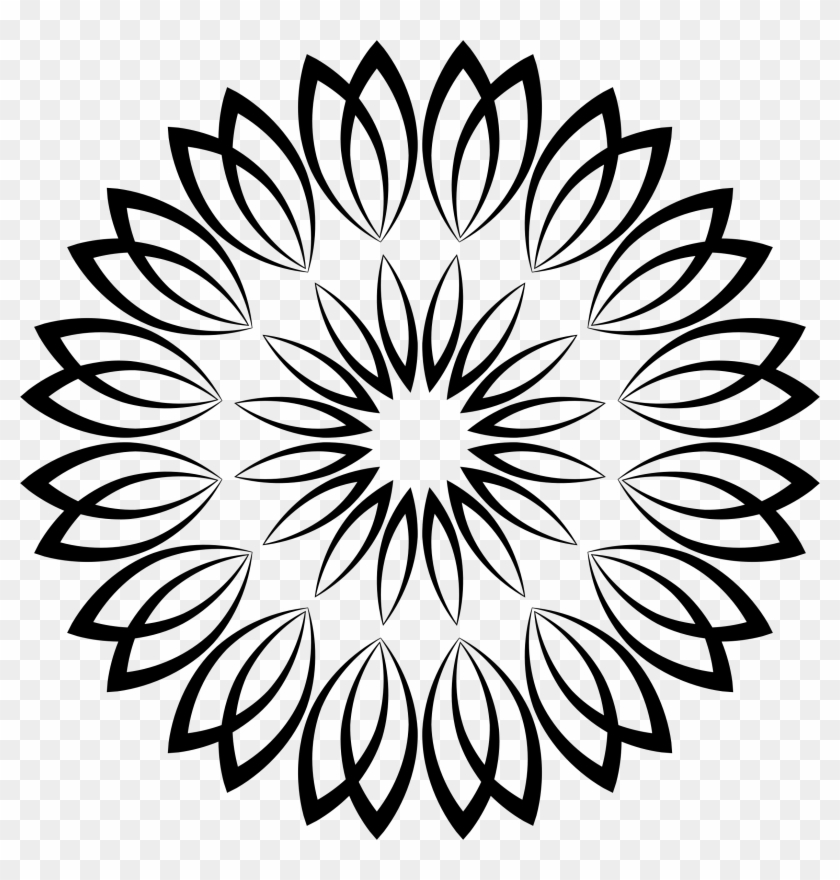 Elegant Flower Line Clip Art Um Size - Floral Design #241092