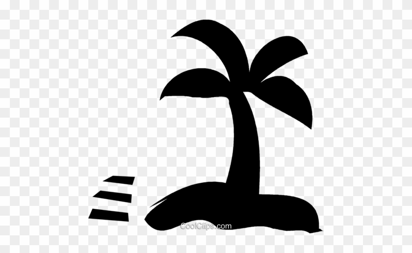 Palm Tree On An Island Royalty Free Vector Clip Art - Palm Tree On An