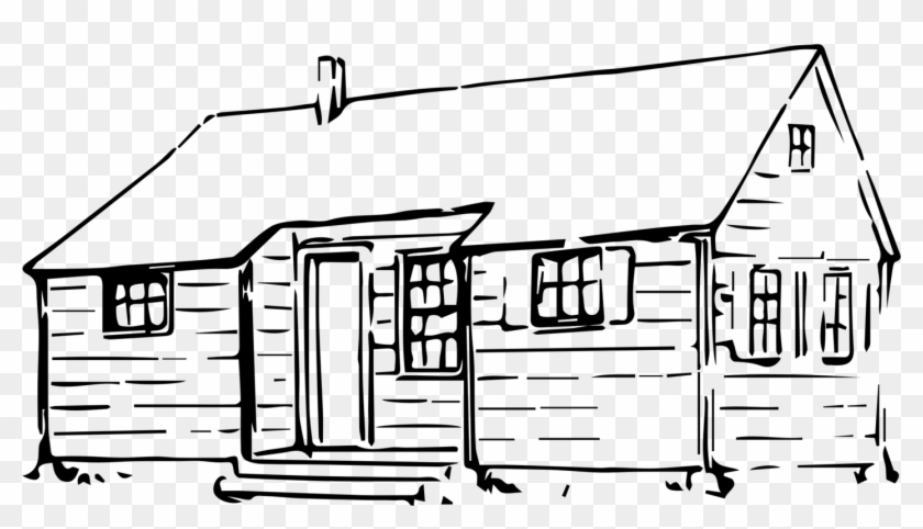 Drawing Cottage Log Cabin House Line Art - Drawing Cottage Log Cabin House Line Art #1531925