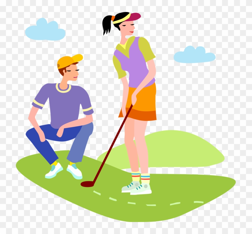 Vector Illustration Of Golfers Line Up Putt On Green - Vector Illustration Of Golfers Line Up Putt On Green #1532425