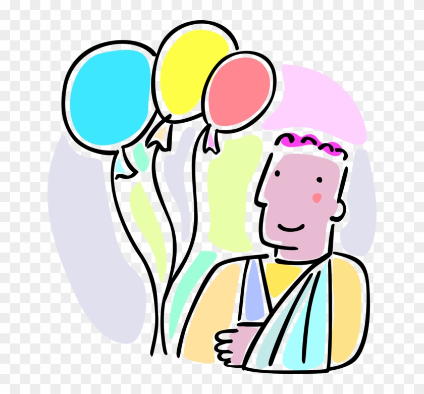 Boy With His Arms In A Sling And Balloons Royalty Free - Boy With His Arms In A Sling And Balloons Royalty Free #1532744