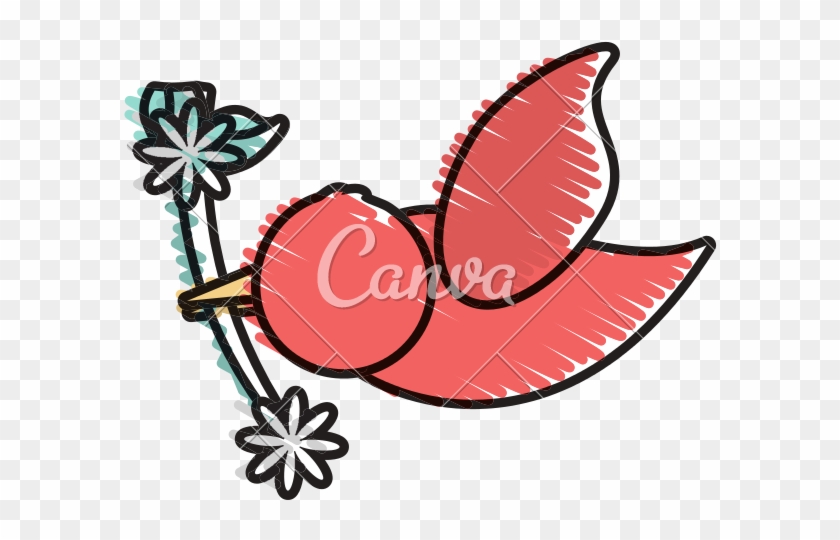 Dove With Branch Flower Symbol Image - Dove With Branch Flower Symbol Image #1533040
