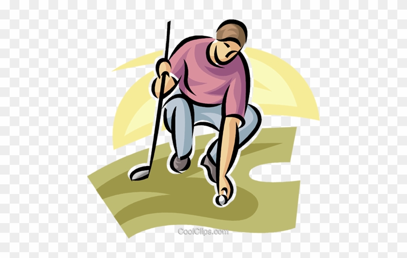 Golfer Placing His Ball Royalty Free Vector Clip Art - Golfer Placing His Ball Royalty Free Vector Clip Art #1533439