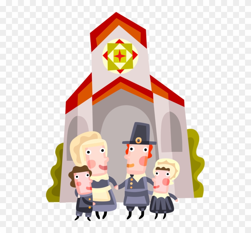 Family Attends Church Service Vector Image Illustration - Family Attends Church Service Vector Image Illustration #1534078
