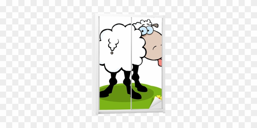 Cartoon Sheep Sticking Out His Tongue Wardrobe Sticker - Cartoon Sheep Sticking Out His Tongue Wardrobe Sticker #1534081