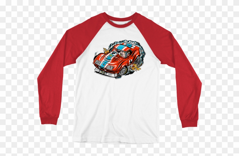 Long Sleeve Baseball Hot Rod Cartoon 1968 Corvette - Long Sleeve Baseball Hot Rod Cartoon 1968 Corvette #1536886