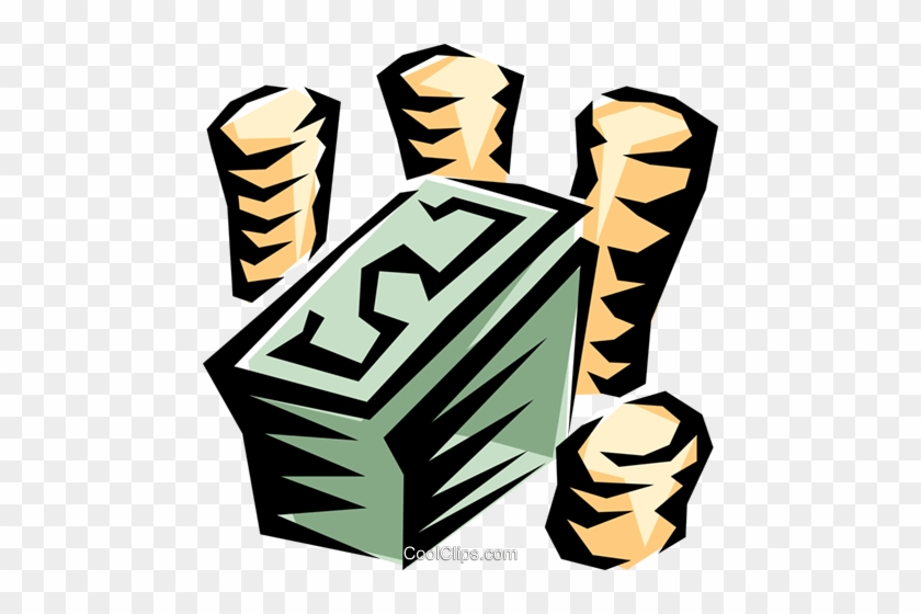 Bills & Coins Royalty Free Vector Clip Art Illustration - Bills & Coins Royalty Free Vector Clip Art Illustration #1537089