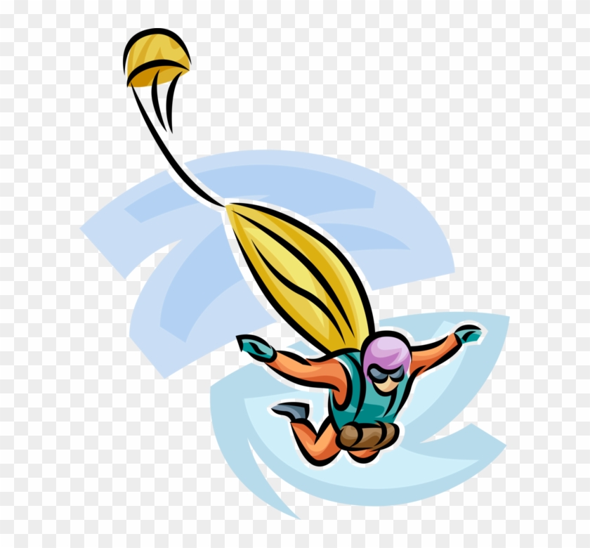 Vector Illustration Of Skydiver Jumps From Plane In - Vector Illustration Of Skydiver Jumps From Plane In #1537339