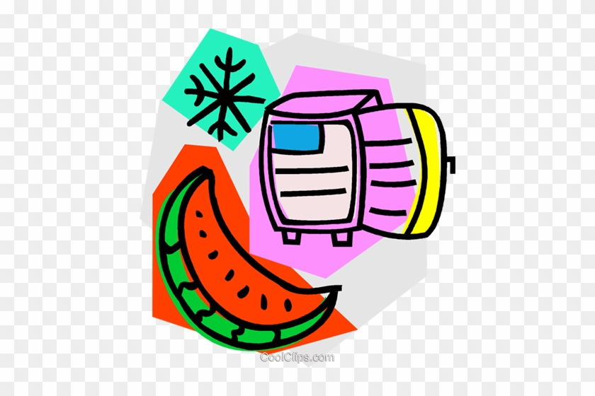 Watermelon With Refrigerator Royalty Free Vector Clip - Watermelon With Refrigerator Royalty Free Vector Clip #1539614