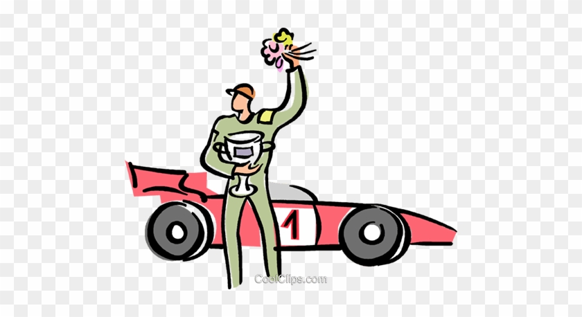 Race Car Driver With His Car Royalty Free Vector Clip - Race Car Driver With His Car Royalty Free Vector Clip #1539619