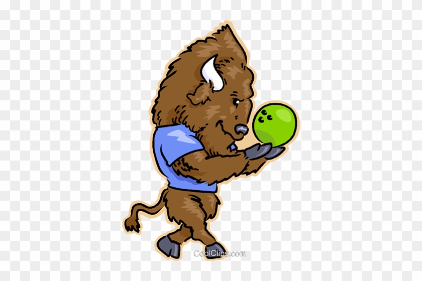 Bison Bowling Royalty Free Vector Clip Art Illustration - Bison Bowling Royalty Free Vector Clip Art Illustration #1541098