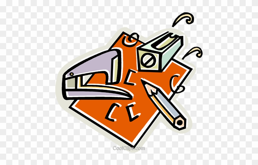 Stapler, Pencil, Pencil Sharpener Royalty Free Vector - Stapler, Pencil, Pencil Sharpener Royalty Free Vector #1542034