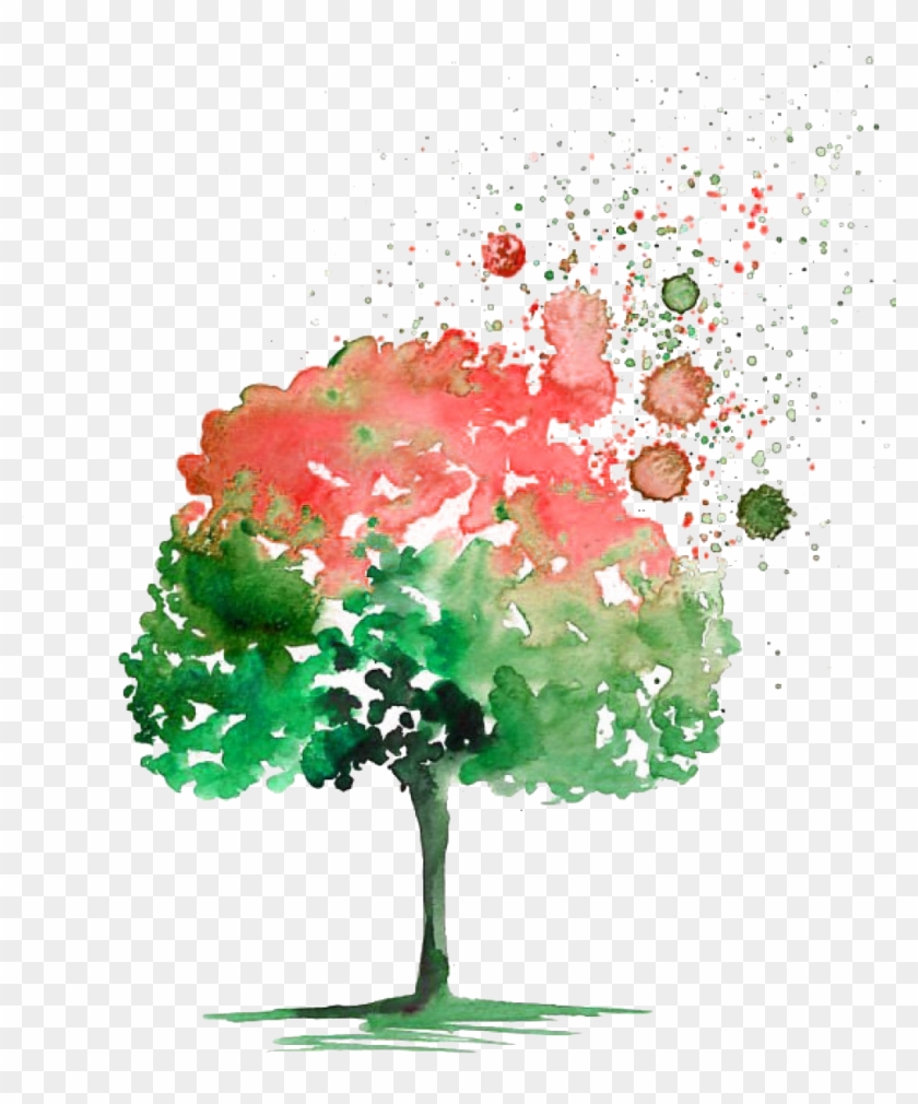 Watercolor Painting Tree Picture - Watercolor Painting Tree Picture #1543599