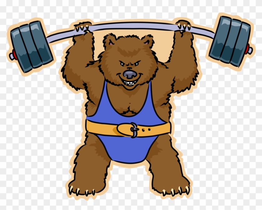 Vector Illustration Of Weightlifting Power Lifter Bear - Vector Illustration Of Weightlifting Power Lifter Bear #1544234