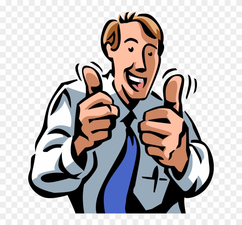 Vector Illustration Of Businessman Gives Two Thumbs - Vector Illustration Of Businessman Gives Two Thumbs #1544262