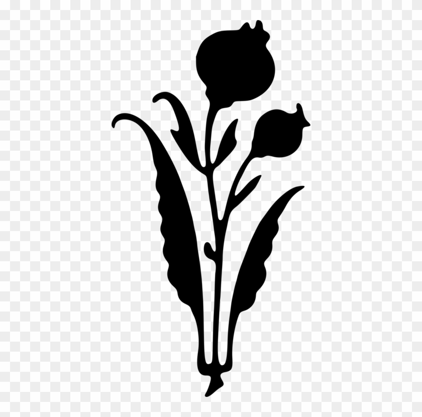 Silhouette Plant Stem Black And White Leaf Flower - Silhouette Plant Stem Black And White Leaf Flower #1544402