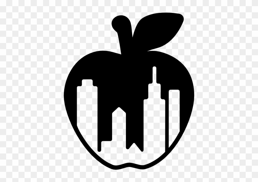 City Apple Symbol With Buildings Shapes Inside - City Apple Symbol With Buildings Shapes Inside #1544725
