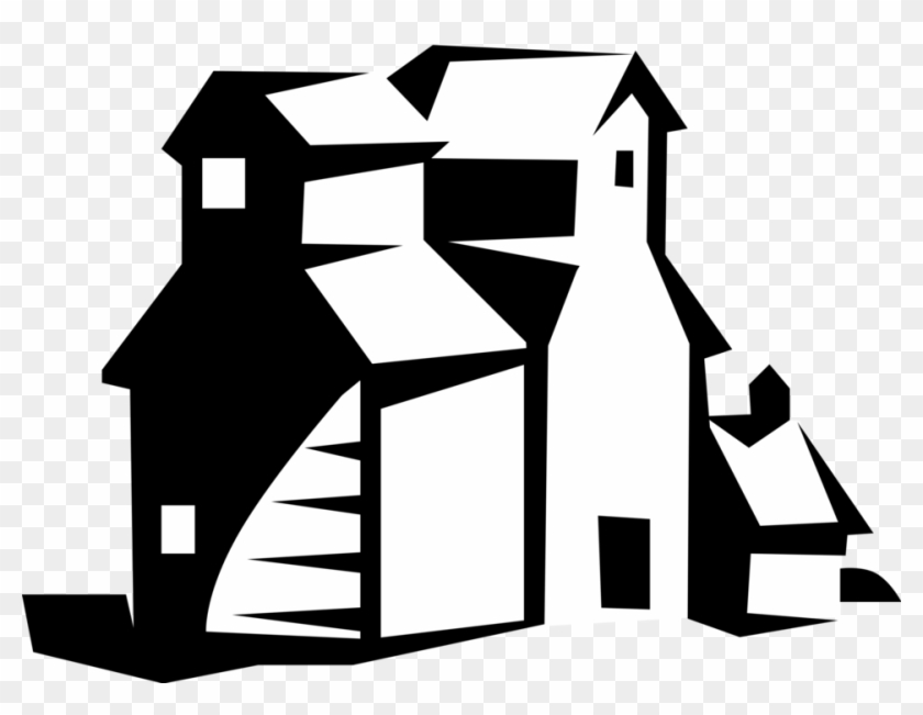 Vector Illustration Of Canadian Prairie Grain Elevators - Vector Illustration Of Canadian Prairie Grain Elevators #1545927