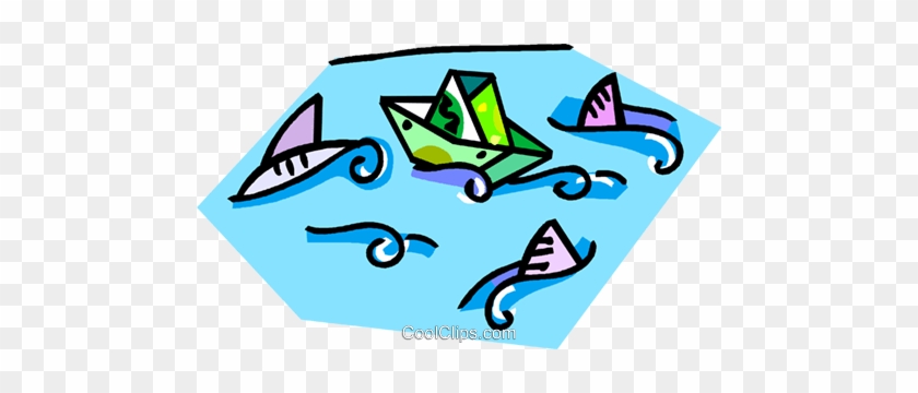 Paper Boat With Fish In The Ocean Royalty Free Vector - Paper Boat With Fish In The Ocean Royalty Free Vector #1546632