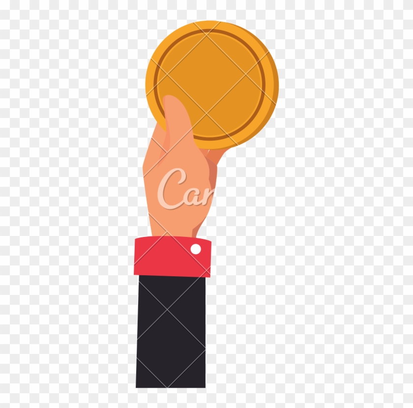Hand Holding Golden Coin - Hand Holding Golden Coin #1548082