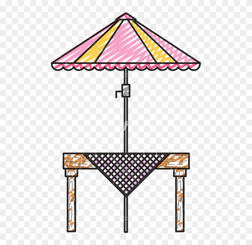 Doodle Wood Dining Table With Umbrella Protection - Doodle Wood Dining Table With Umbrella Protection #1549447
