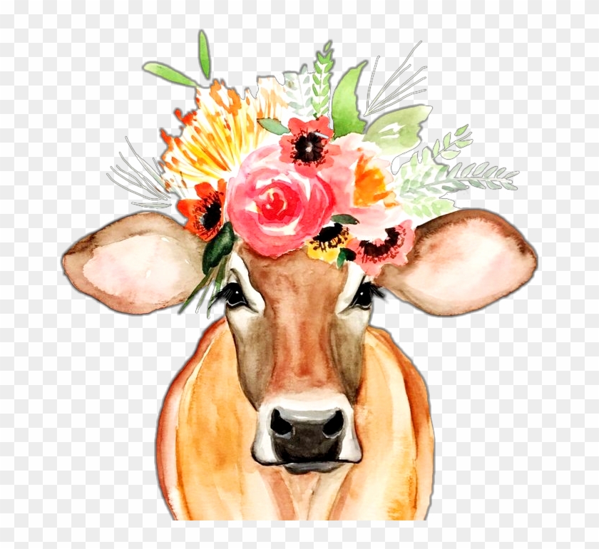 Clipart Cow Flower - Clipart Cow Flower #1549898