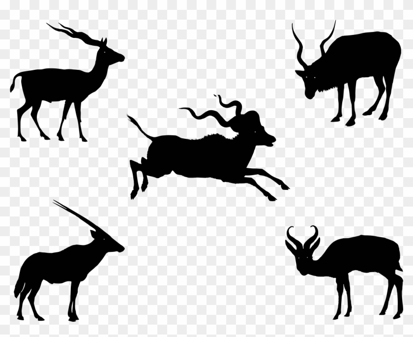 0131 Antelope Silhouettes Free Vintage Clip Art - 0131 Antelope Silhouettes Free Vintage Clip Art #1549919
