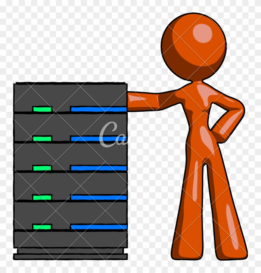 Mascot Woman With Server Rack Leaning Confidently - Mascot Woman With Server Rack Leaning Confidently #1550329
