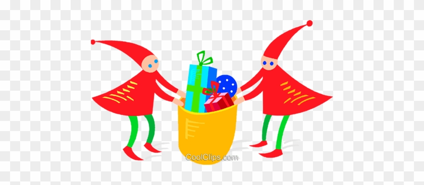 Elves With Christmas Presents Royalty Free Vector Clip - Elves With Christmas Presents Royalty Free Vector Clip #1551841