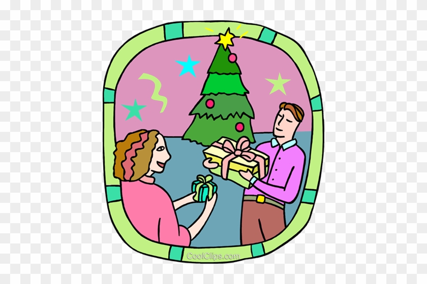Gift Exchanging At Christmas Royalty Free Vector Clip - Gift Exchanging At Christmas Royalty Free Vector Clip #1551848