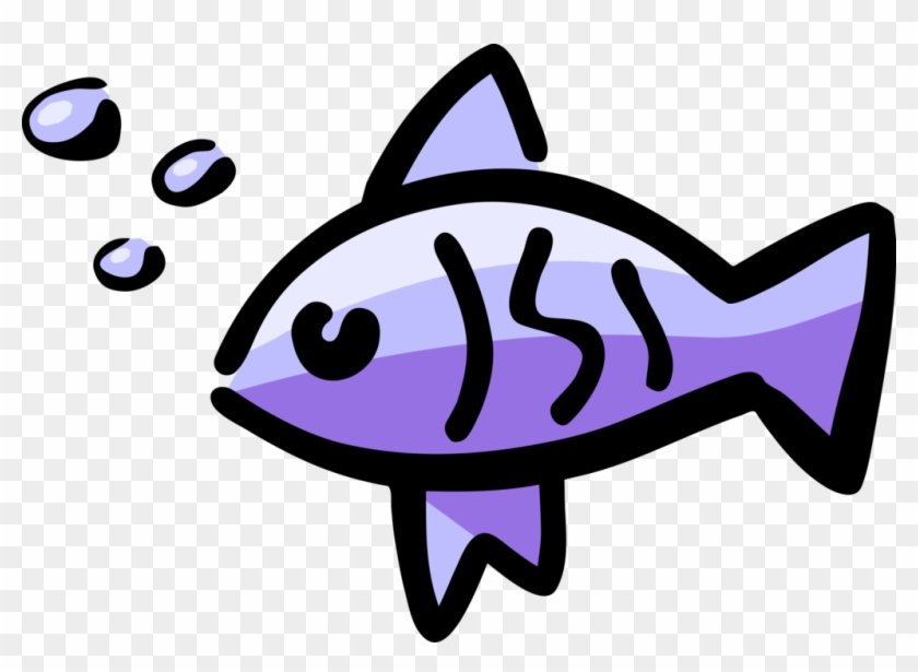 Vector Illustration Of Purple Fish Symbol With Bubbles - Vector Illustration Of Purple Fish Symbol With Bubbles #1552304