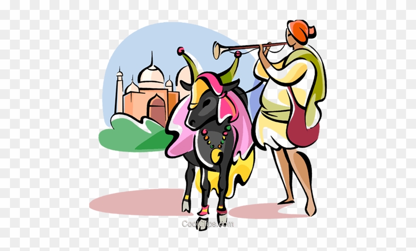 Sacred Cow In Front Of Taj Mahal Royalty Free Vector - Sacred Cow In Front Of Taj Mahal Royalty Free Vector #1552576