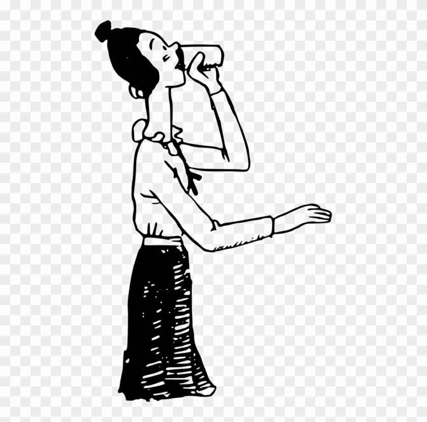 Cartoon Drinking Line Art Woman - Cartoon Drinking Line Art Woman #1554198