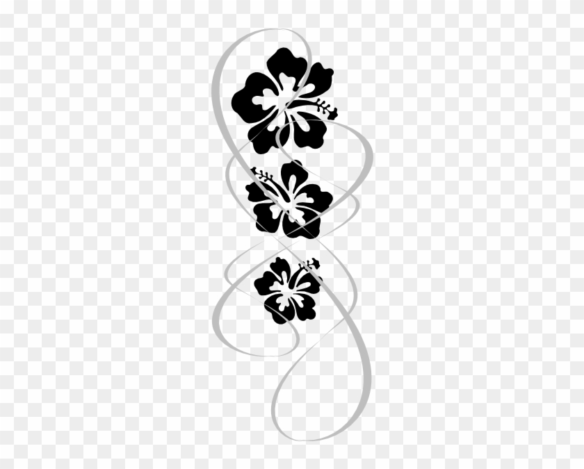 Hibiscus Swirl Clip Art - Hibiscus Black And White Border #35949
