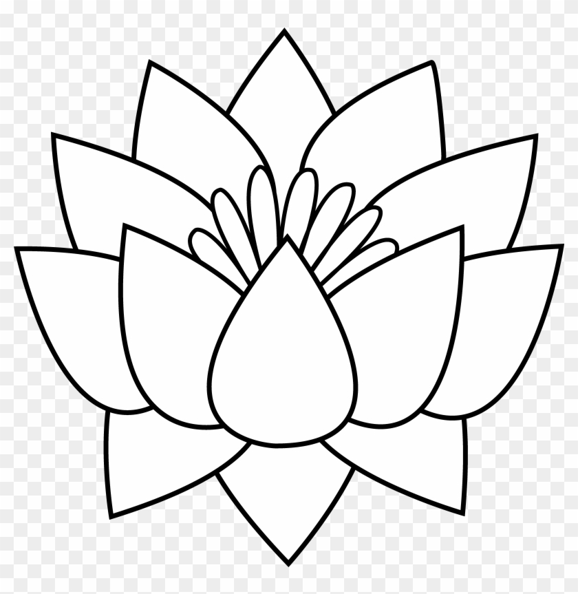 Gallery Flower Line Drawing Clip Art Free, - Lotus Flower Line Drawing #36082