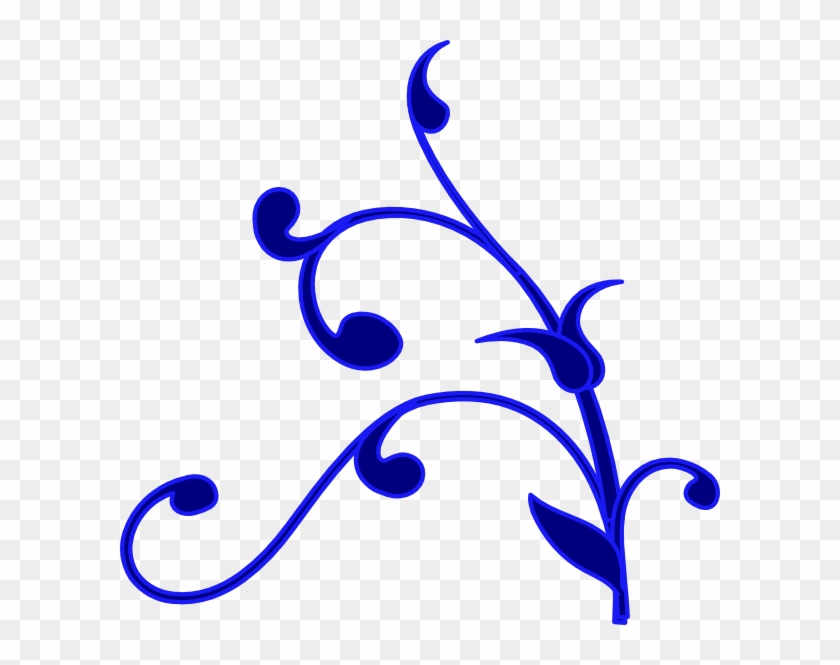 Blue Outline Flower Vine Clip Art Vector - Tree Branch Clip Art #36224