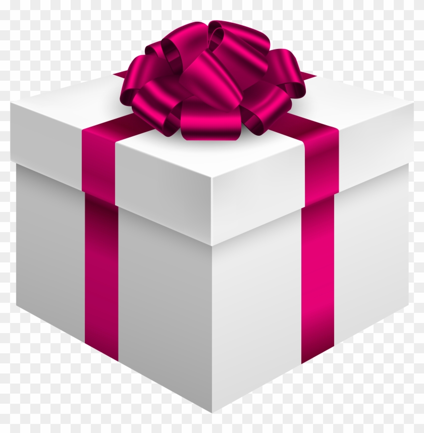 White Gift Box With Pink Bow Png Clipart - Pink Gift Box Png #36340