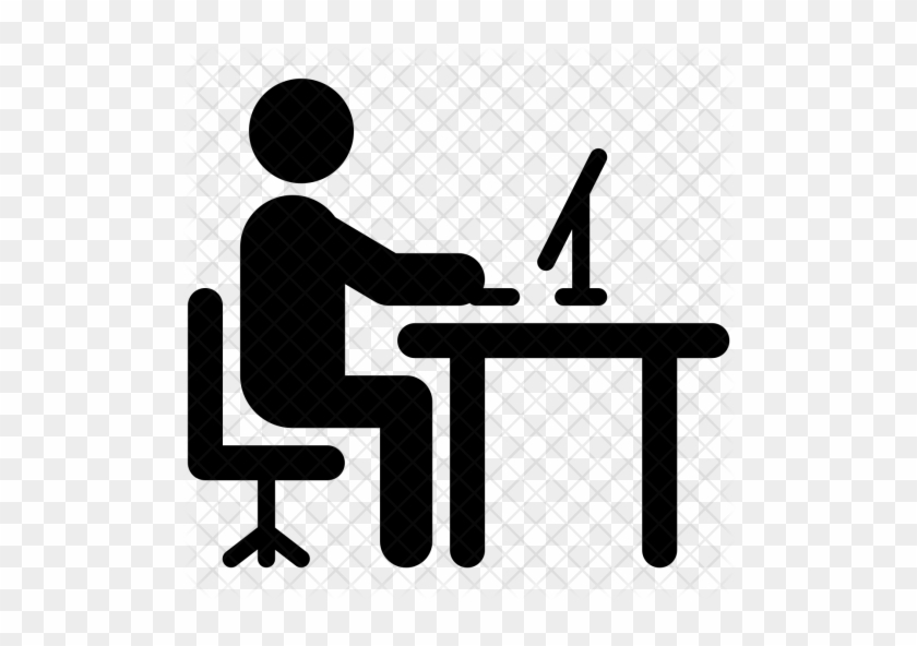 Man Computer Clipart Work Working Office Workplace - Work Desk Icon #36711