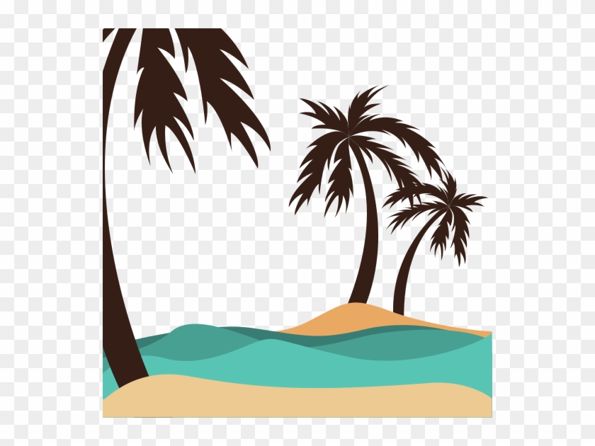 Brown Palm Trees In The Shore - Illustration #36882