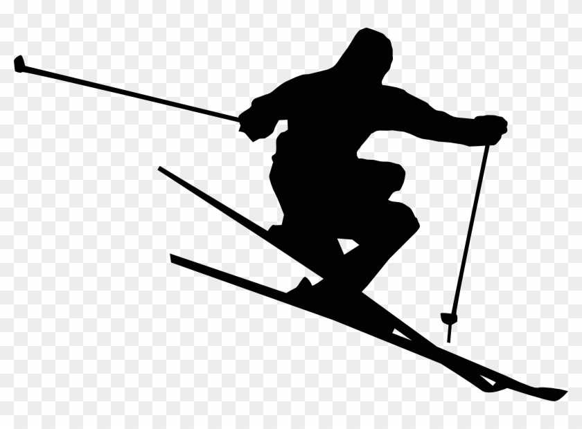 Ski Black Clip Art At Clker Com Vector Clip Art Online - Skiing Black And White #37077