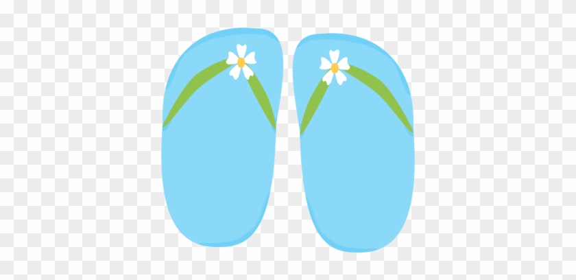 Blue Floral Flip Flops Clip Art - Blue Flip Flop Clipart #37413