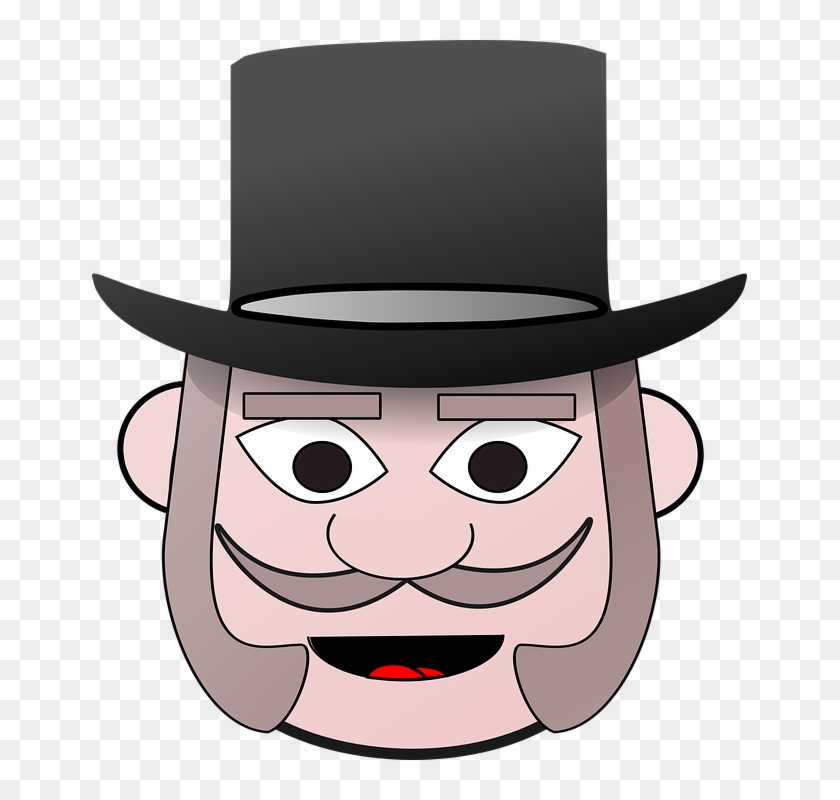 Victorian Clip Art Man Head Top Hat - Man In A Hat Clipart #37578