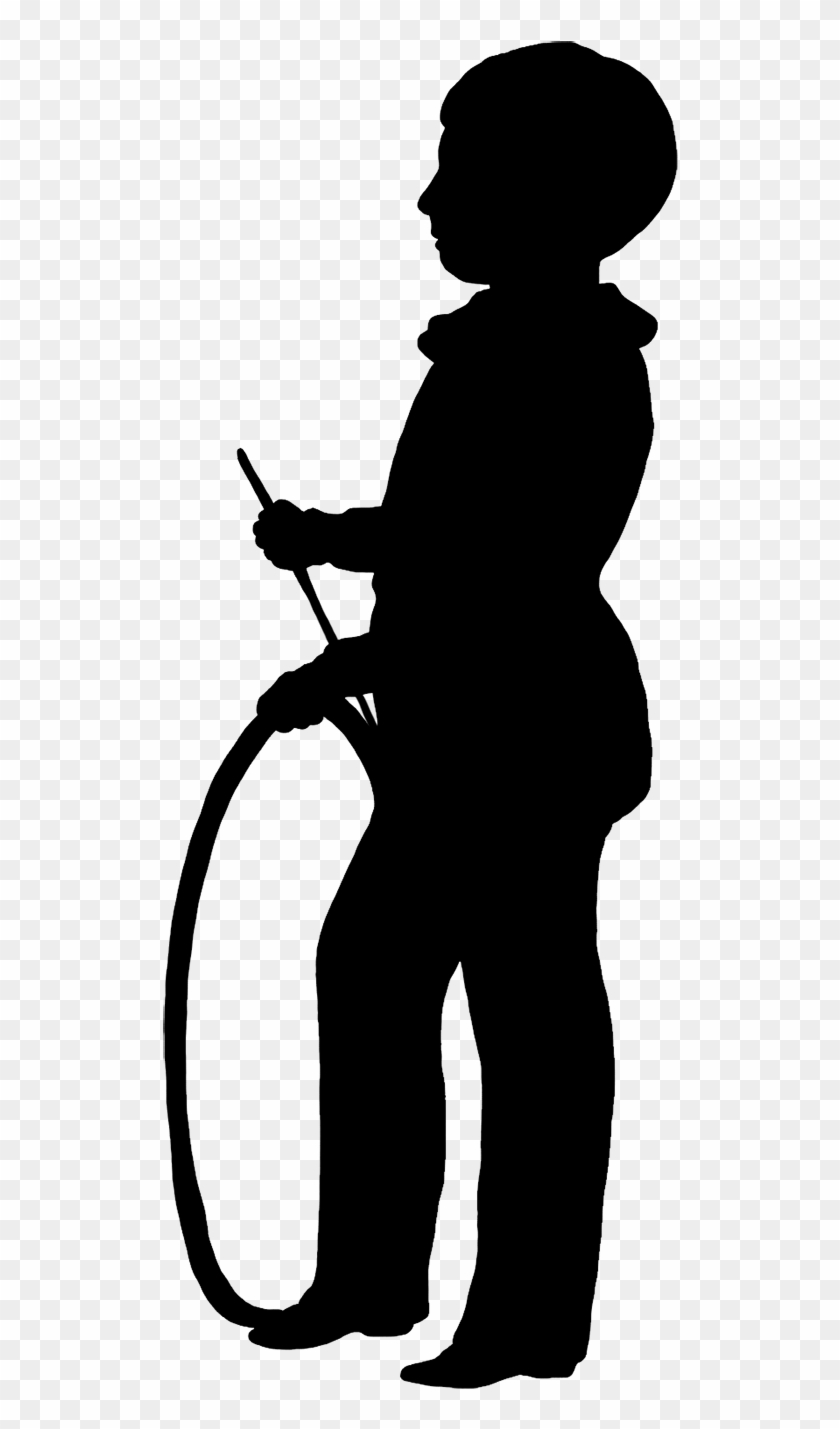 Silhouette Of Boy With His Hoop - Silhouette Dancing Transparent Bg #37632