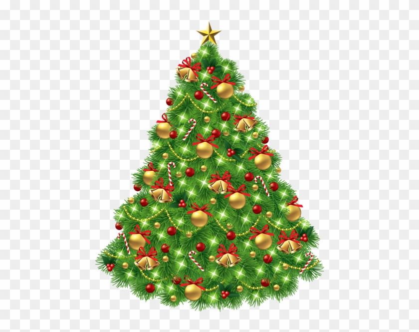 Transparent Christmas Tree With Ornaments And Gold - Christmas Tree Clip Art Transparent Background #37689