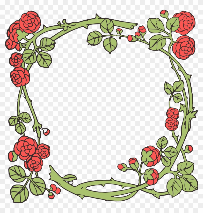 Vintage Flower Clipart Borders Vintage Color - Frame Roses Clip Art Png #38050