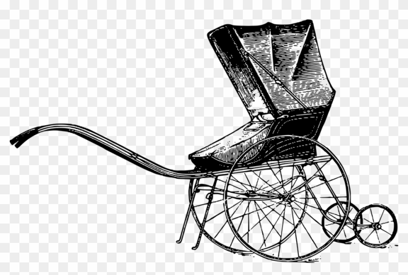 Baby Bassinet Carriage Old Pram Victorian - Koč Kreslený #38086